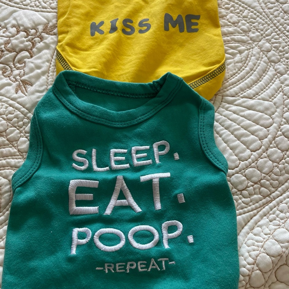 2 Cotton Dog Shirts Pet Clothes Summer Puppy Tee Shirts (yellow M /green S)